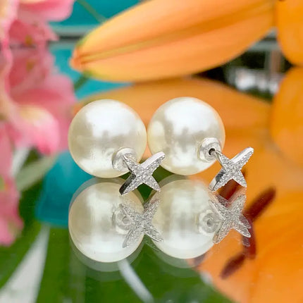 Pearls and zirconia earrings