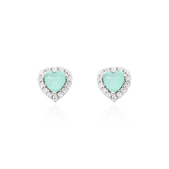 Sterling silver heart zirconia small earrings