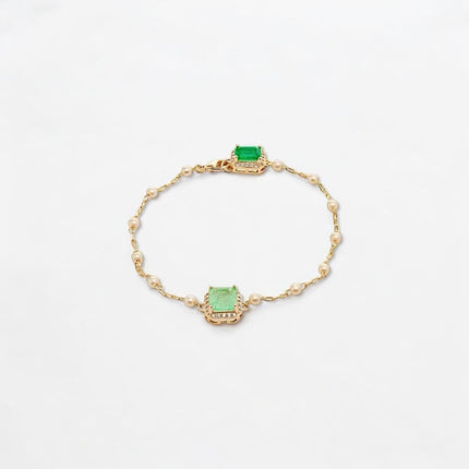Fusion tourmaline and emerald pearls bracelet