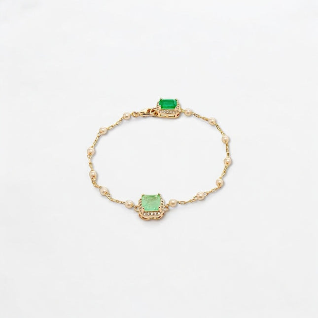 Fusion tourmaline and emerald pearls bracelet