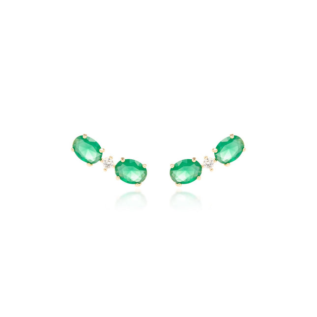 Ear cuff emerald zirconia earrings