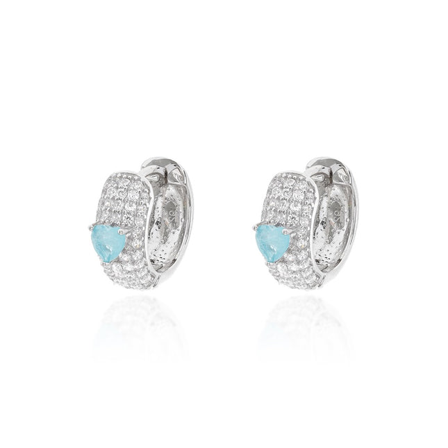 Sterling silver hoop heart tourmaline Earrings