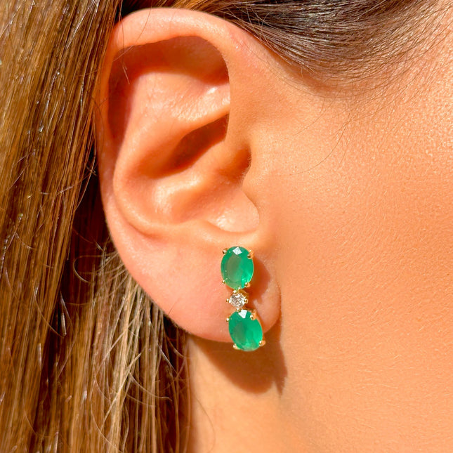 Ear cuff emerald zirconia earrings