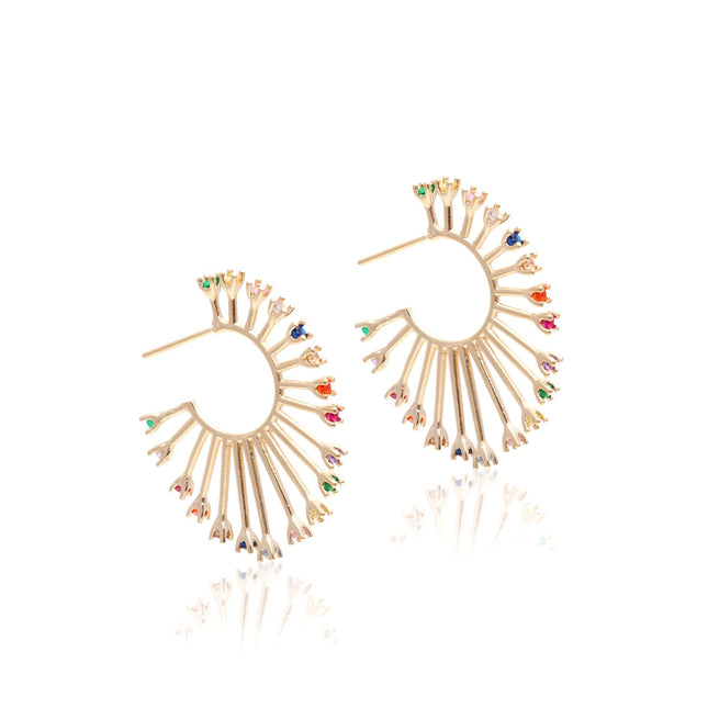 Colourful hoop zirconia earrings