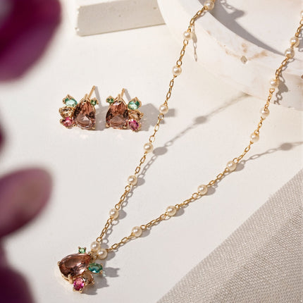 Colourful crystal and baroque pearls set