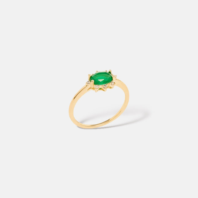Oval fusion emerald ring