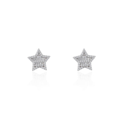 Sterling silver star baguette earrings