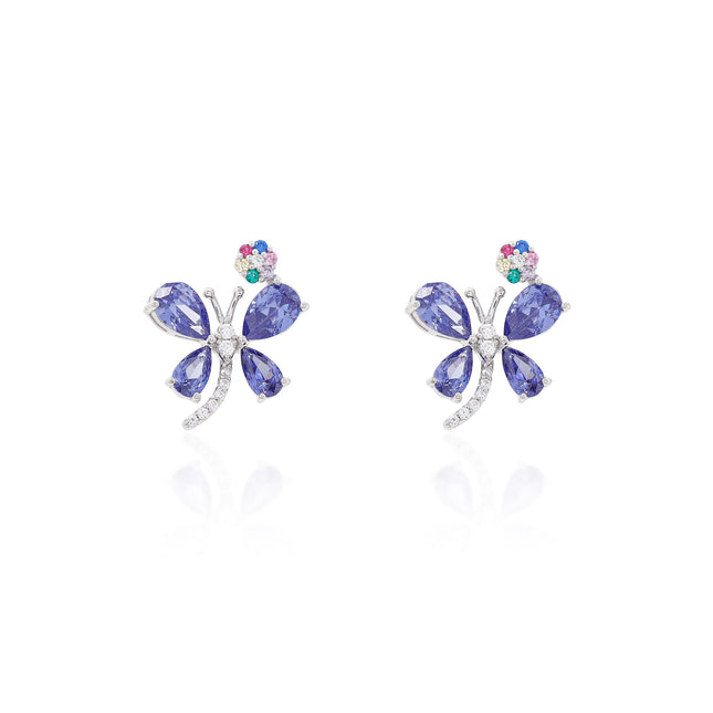 Sterling silver butterfly zirconia earrings