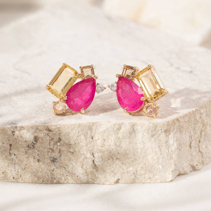 Crystal colourful earrings