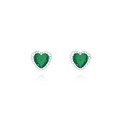 Sterling silver heart zirconia earrings