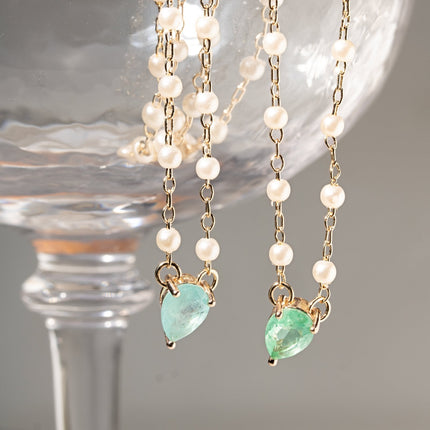 Scapular baroque pearls and drop crystal tourmaline
