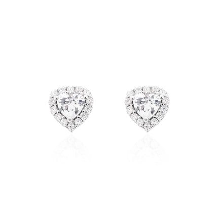 Sterling silver heart zirconia small earrings