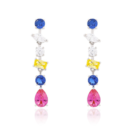 Sterling silver colourful zirconia earrings
