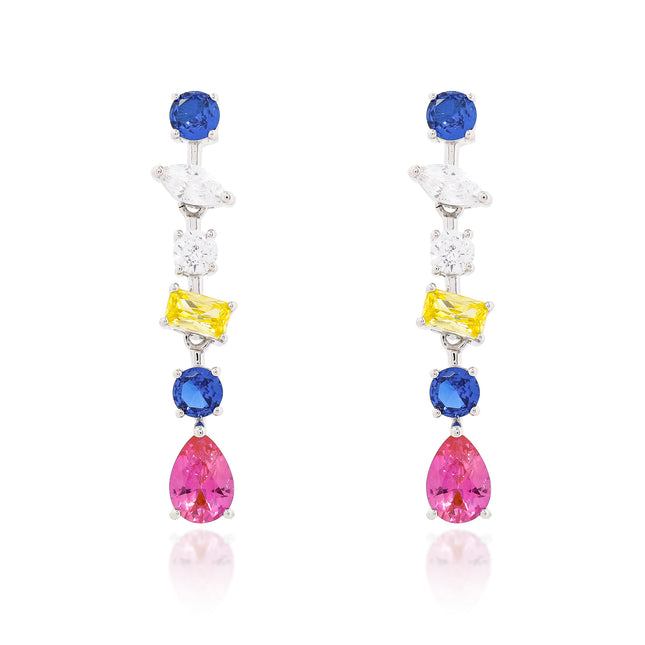 Sterling silver colourful zirconia earrings