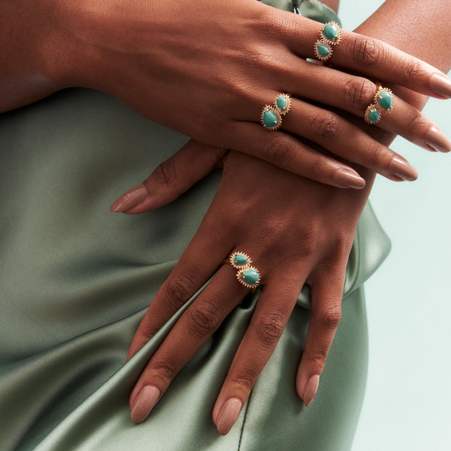 Turquoise and zirconia ring