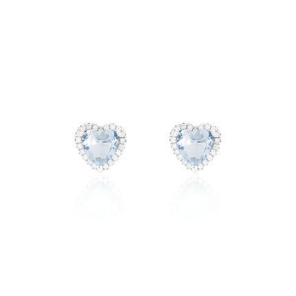 Sterling silver heart zirconia earrings