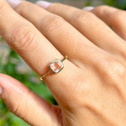 Square crystal ring