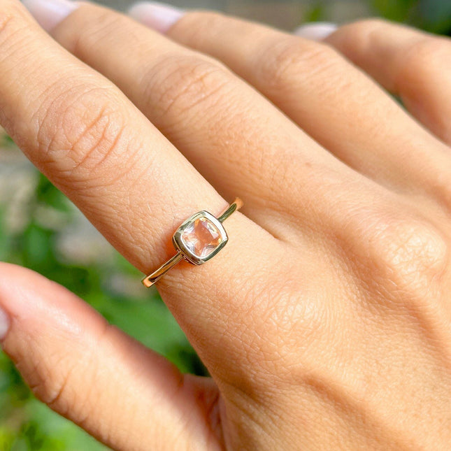 Square crystal ring