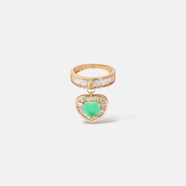 Heart fusion tourmaline baguette zirconia ring