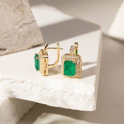 Square emerald earrings