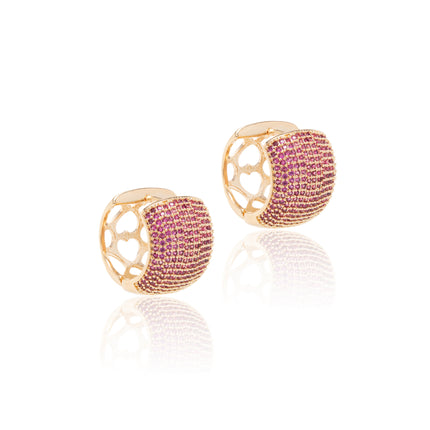 Hoop pink zirconia earrings