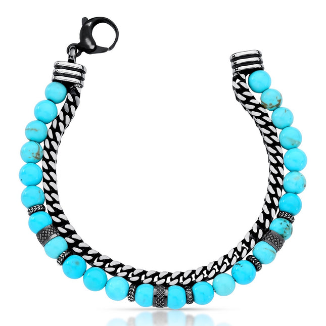 Stainless and turquoise bracelet