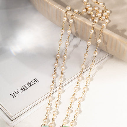 Scapular baroque pearls and drop crystal tourmaline