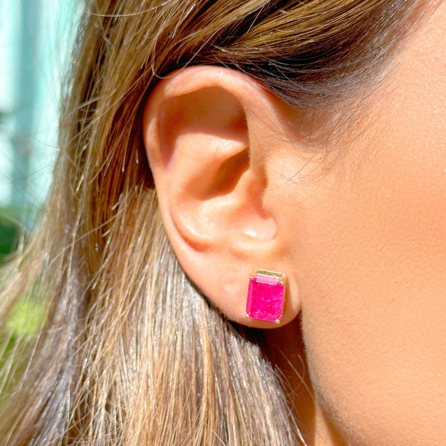 Square pink crystal  earrings