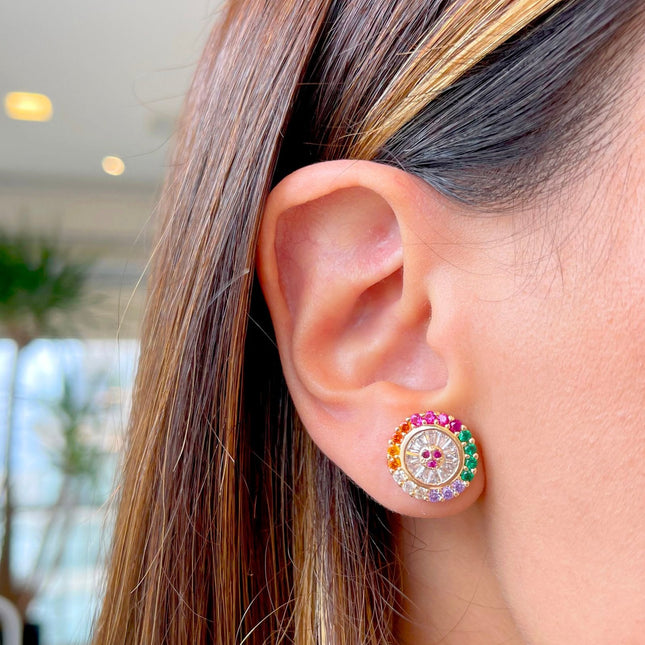 Colourful zirconia earrings
