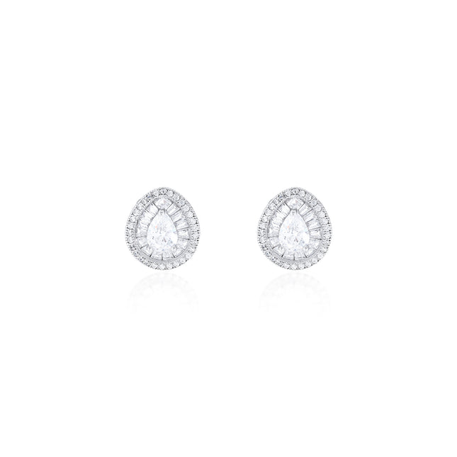 Sterling silver drop baguette earrings