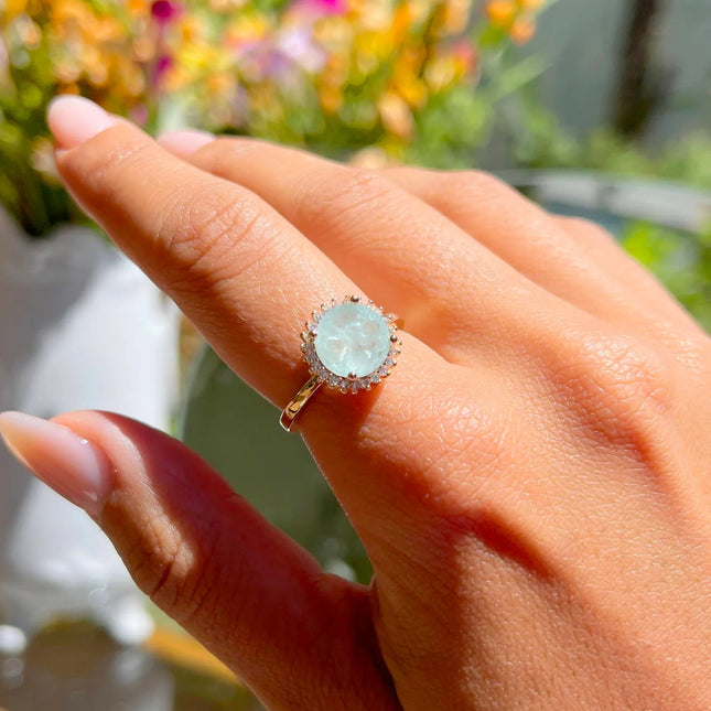 Round tourmaline crystal ring