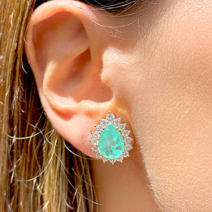 Fusion tourmaline drop zirconia studded earrings