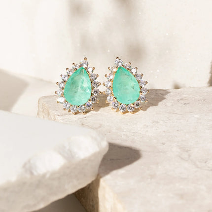 Fusion tourmaline drop zirconia studded earrings