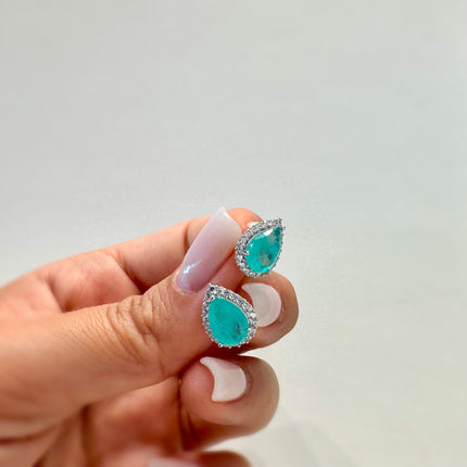 Sterling silver drop zirconia earrings
