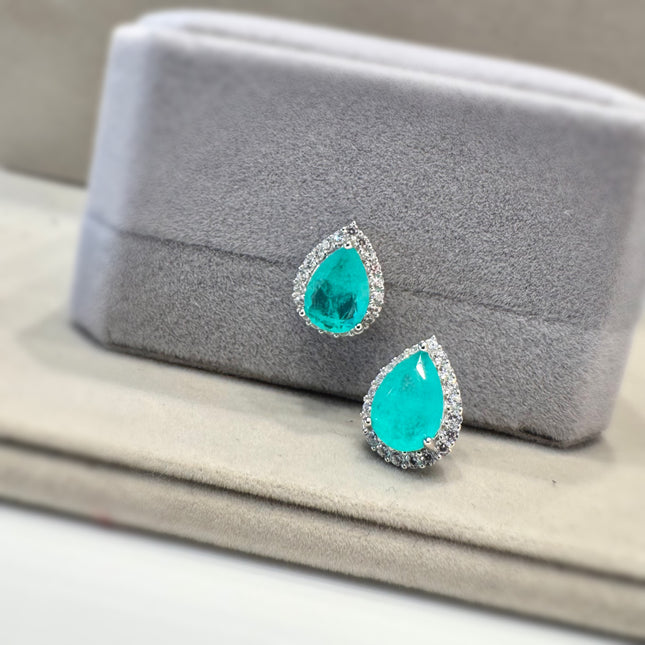 Sterling silver drop zirconia earrings