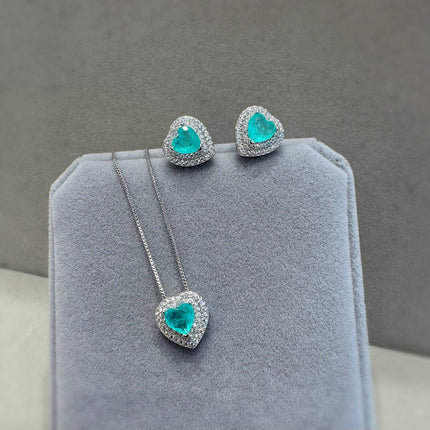 Sterling silver heart zirconia set