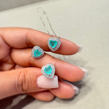 Sterling silver heart zirconia set