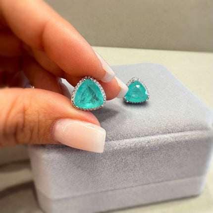 Sterling silver tourmaline zirconia earrings