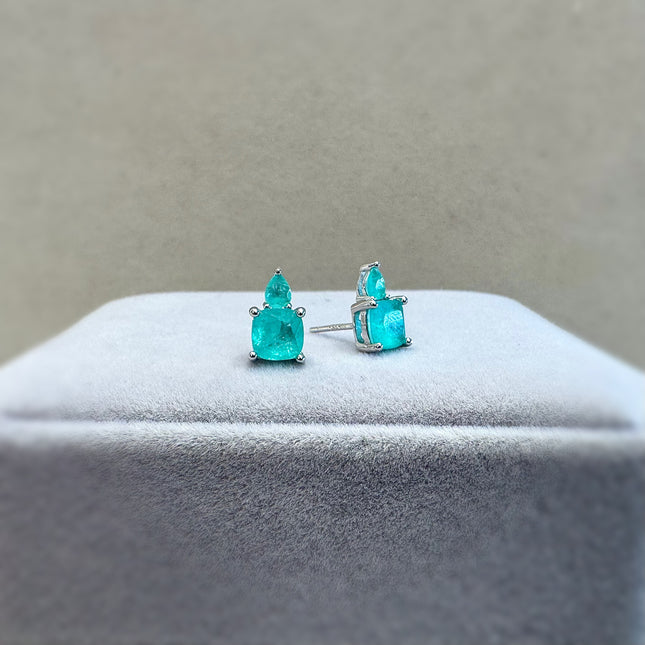Sterling silver geometric tourmaline earrings
