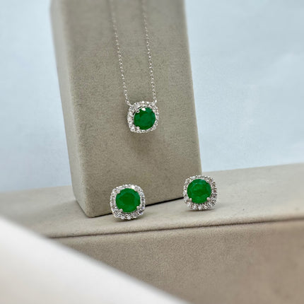 Sterling silver emerald zirconia set