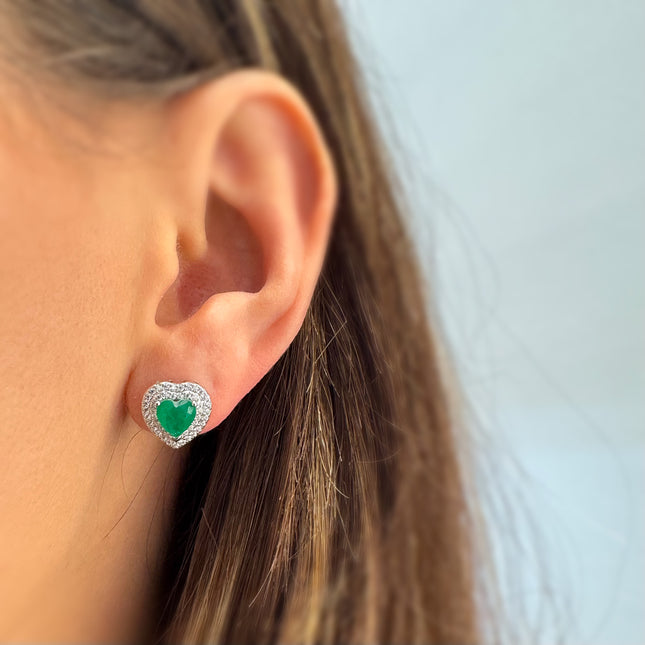 Sterling silver heart zirconia earrings