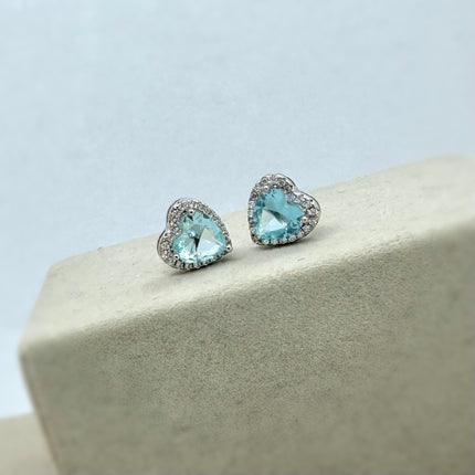 Sterling silver heart zirconia earrings