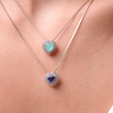 Sterling silver heart zirconia set