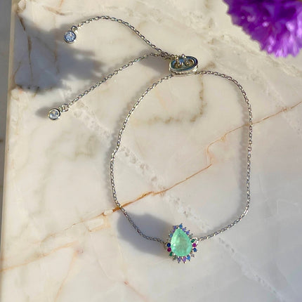 Sterling Silver Drop tourmaline Ajustable bracelet