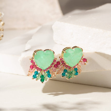 Tourmaline fusion Heart earrings