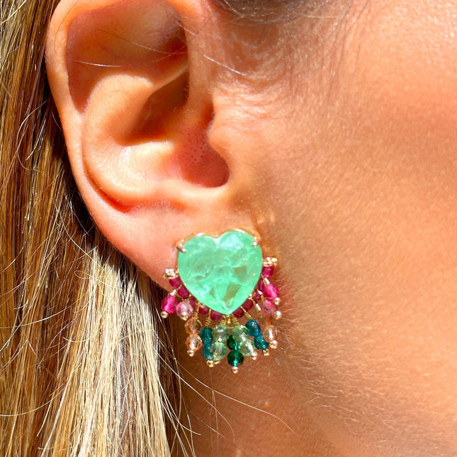 Tourmaline fusion Heart earrings