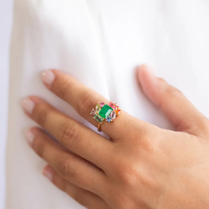 Colourful crystal ring