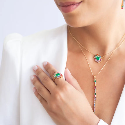 Colourful crystal ring