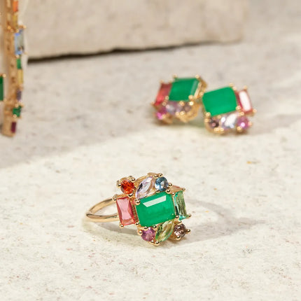 Colourful crystal ring