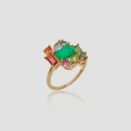 Colourful crystal ring